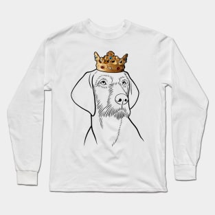 Wirehaired Vizsla Dog King Queen Wearing Crown Long Sleeve T-Shirt